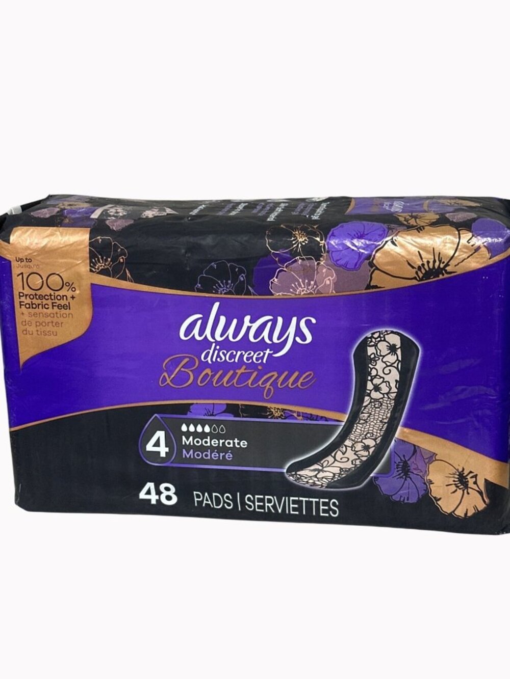 48 pads- Always Discreet Boutique Moderate Absorbency Pads For Bladder Leaks